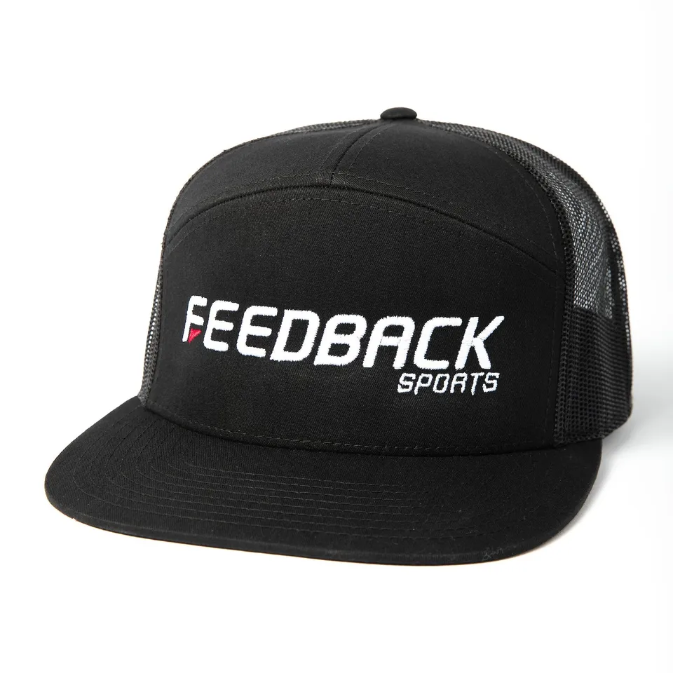 feedback-sports-wordmark-7-panel-trucker-hat-black-one-size image 1