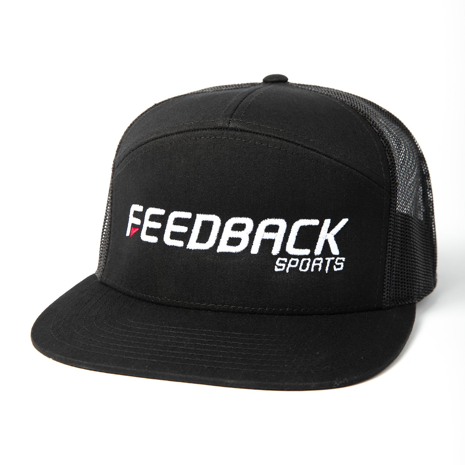 feedback-sports-wordmark-7-panel-trucker-hat-black-one-size image 1