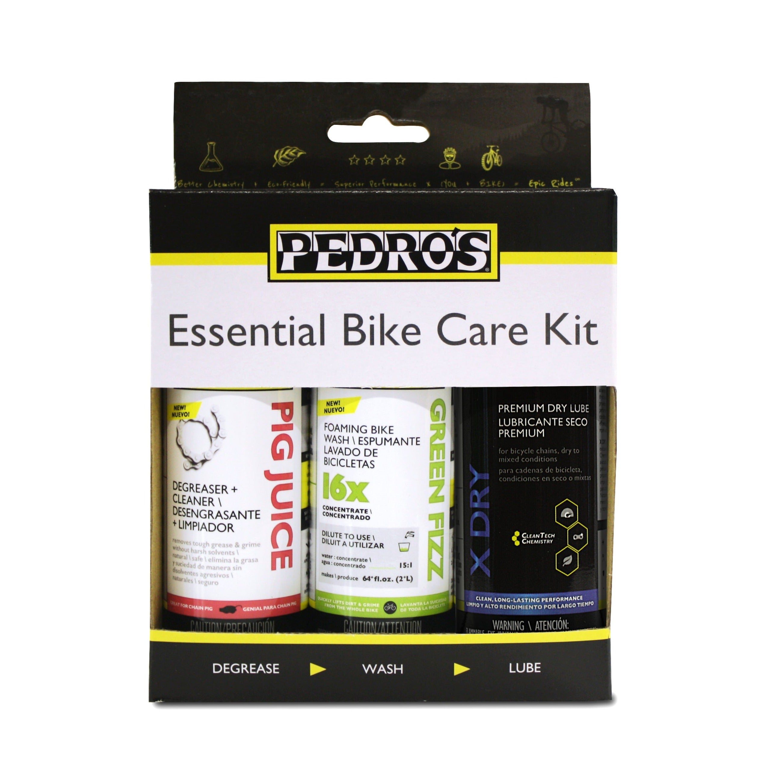 pedro-s-essential-bike-care-kit-ii-degreaser-bike-wash-and-chain-lube-4oz-each image 1